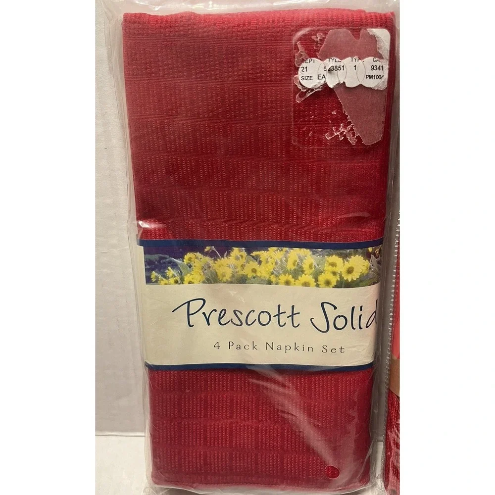 3 packs of NWT Prescott Solid & Holiday Homewear RED Napkins (Set of 4 each)